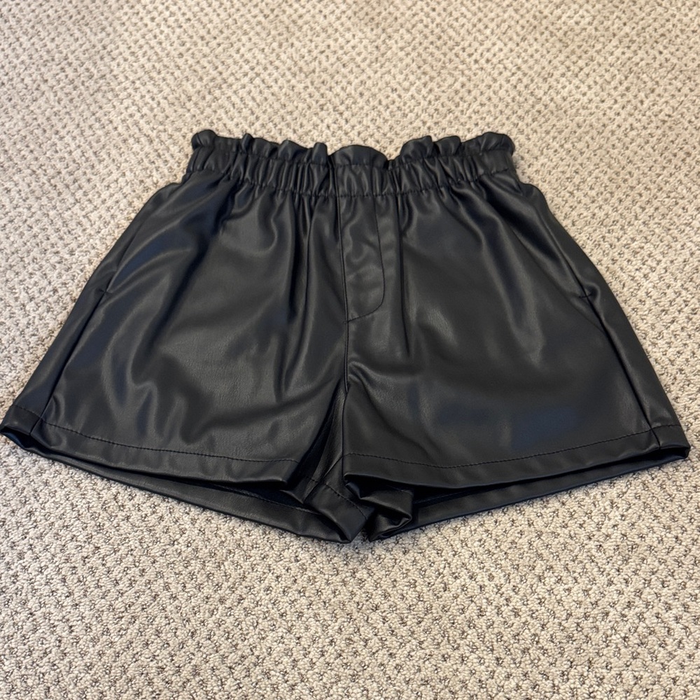 Steve Madden Black High Waist Vegan Leather Shorts